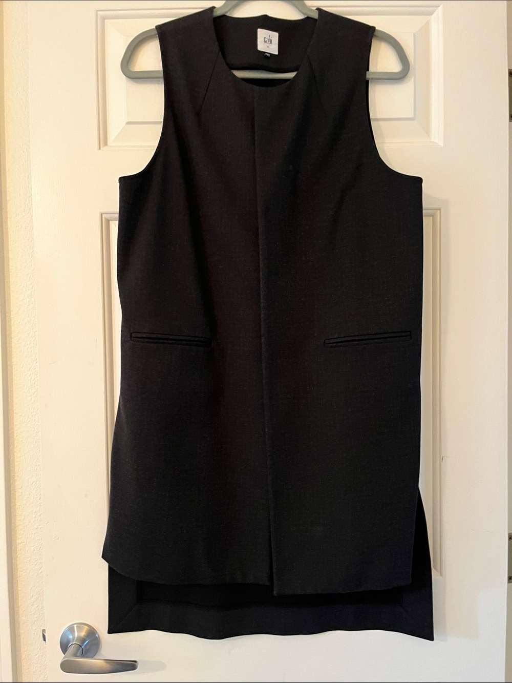 CAbi charcoal grey Sleeveless fully lined Long Vest